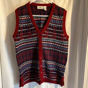 Vintage Men’s Sweater Vest Size XL Grandpa‎ Core Academia Striped Knit 80’s 90’s